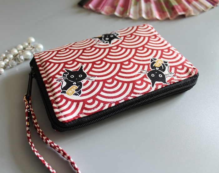 5.5" zippered Cards and coins wallet - Red white